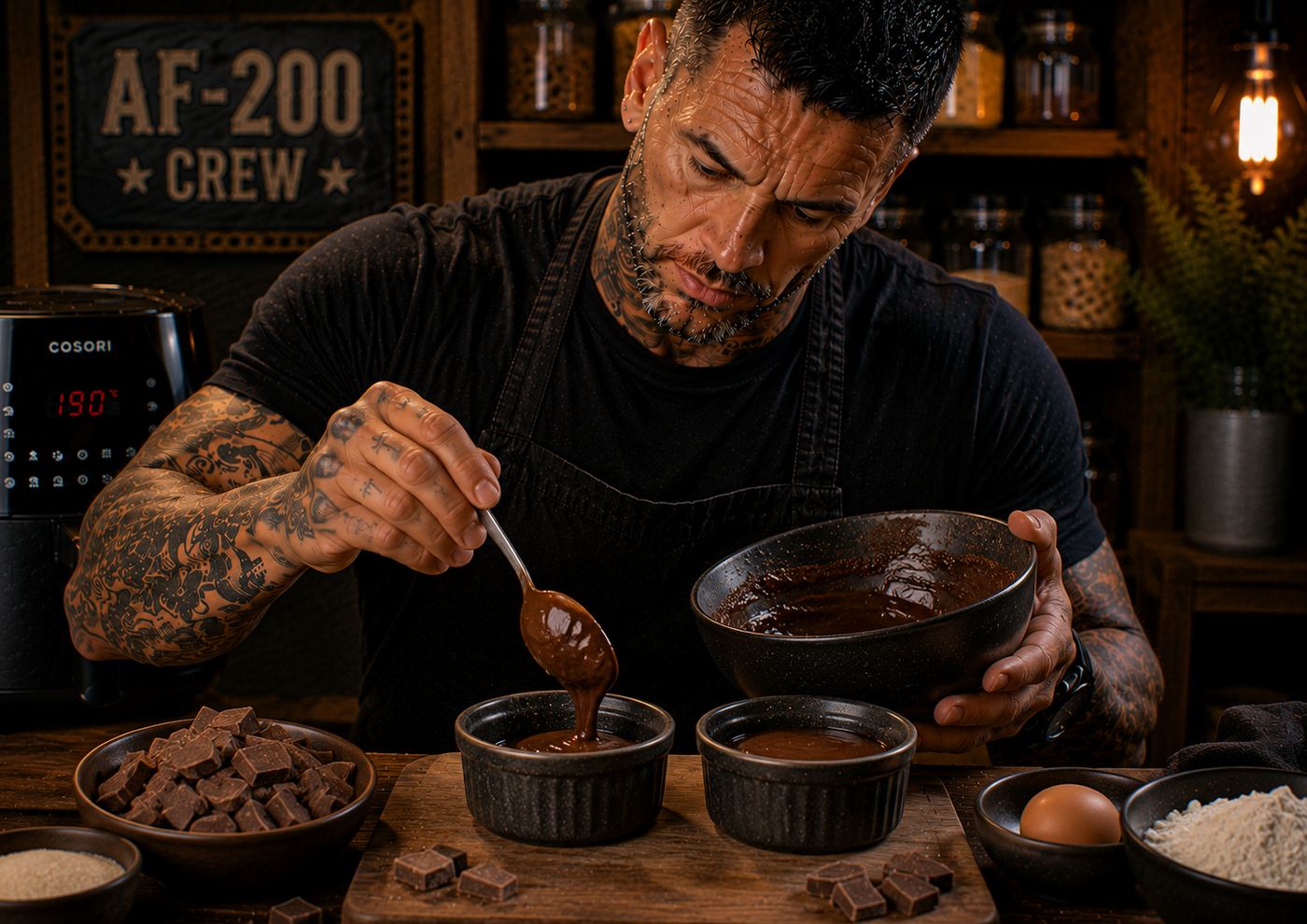 Air-Fryer Five-minute Chocolate Lava Pots preparation stage
